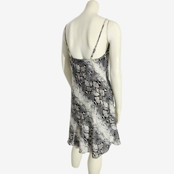 Vintage Y2K Satin Snakeskin Print Slip Dress with Cowl Neckline / Medium-Large - Picture 6 of 10